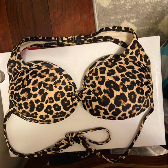 XS leapord print bathing suit twist top - Picture 2 of 4